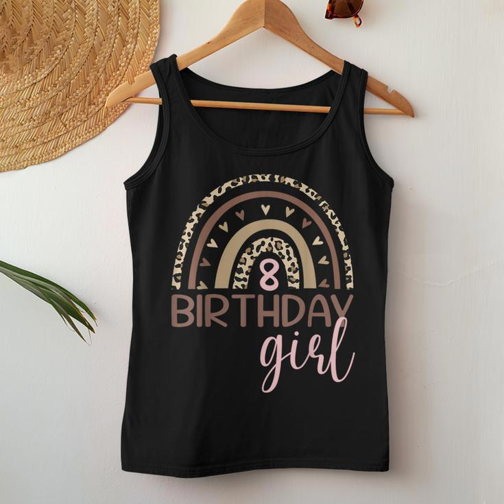 Leopard Rainbow 8Th Birthday Girl Birthday Party Family Women Tank Top Unique Gifts
