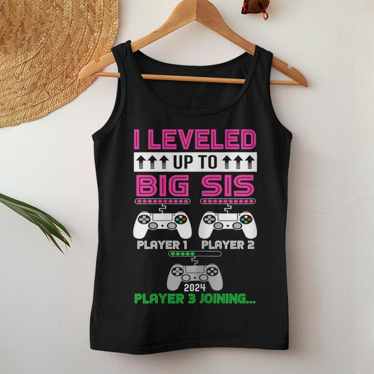 Leveled Up To Big Sister Again 2024 Promoted To Big Sister Women Tank Top Personalized Gifts