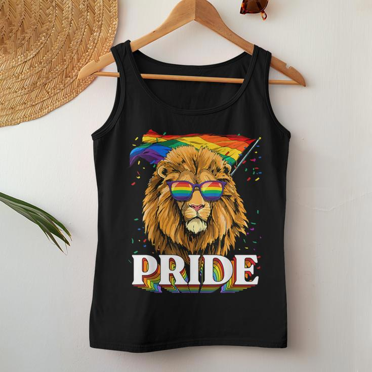 Lgbt Lion Gay Pride Lgbtq Rainbow Flag Sunglasses Women Tank Top Unique Gifts