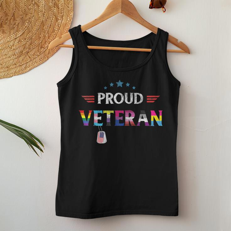 Lgbt Proud Veteran Rainbow Gay Pride Trans Flag Us Military Women Tank Top Unique Gifts