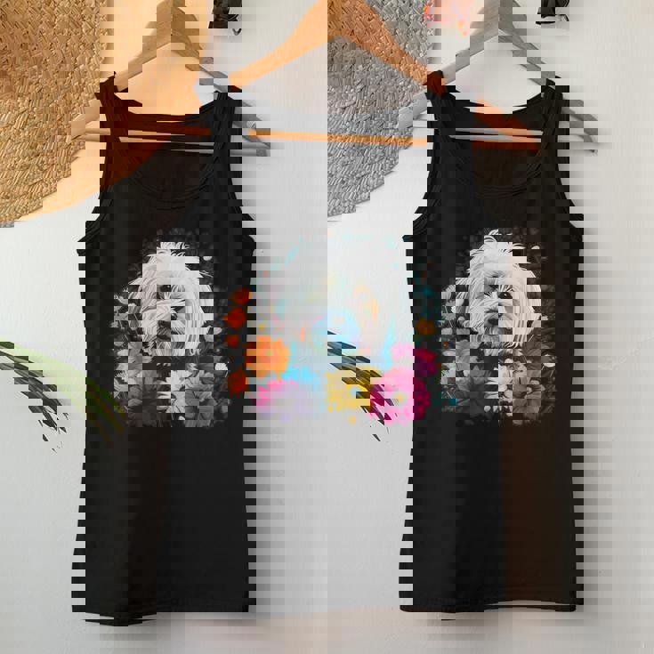 Lindo Perro Maltés Floral Deerano Camiseta sin mangas para mujer Regalos divertidos