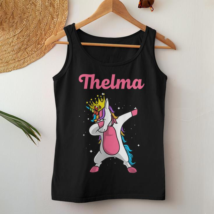 Thelma Name Personalized Birthday Dabbing Unicorn Queen Women Tank Top Unique Gifts