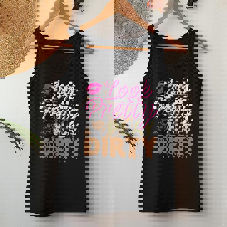 Look Pretty Play Dirty Mud Run Outfit For Mud Run Team Women Tank Top Personalized Gifts