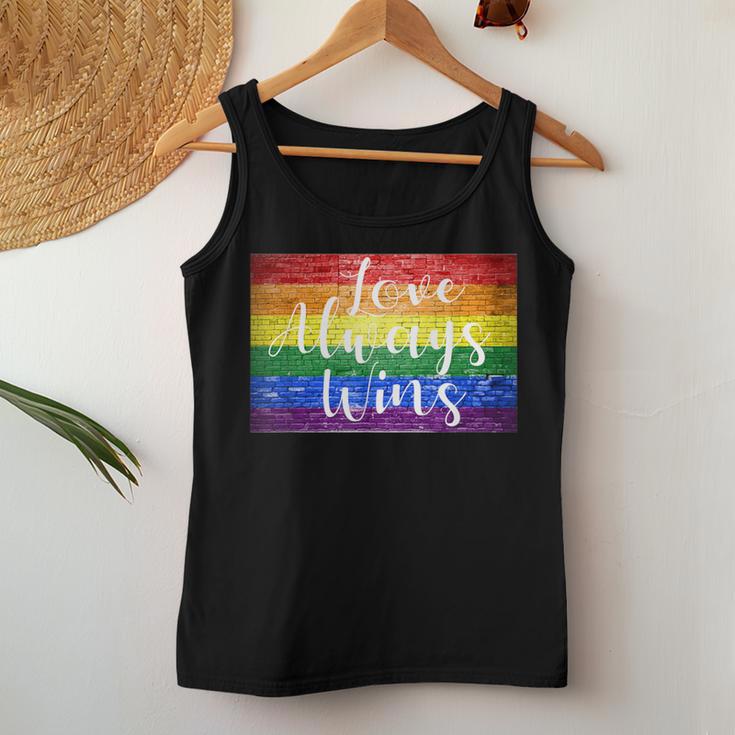 Love Always Wins Gay Pride Rainbow Graffiti Cfd Lettering Women Tank Top Unique Gifts