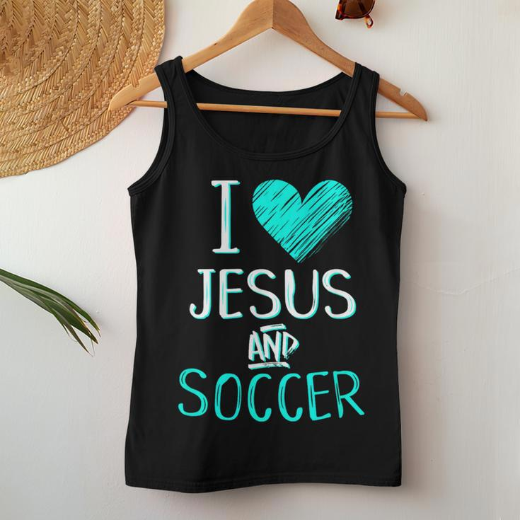 I Love Jesus And Soccer Christian Futbal Goalie Women Tank Top Unique Gifts