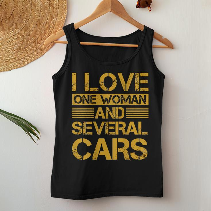 I Love One Woman And Several Cars On Back Women Tank Top Funny Gifts