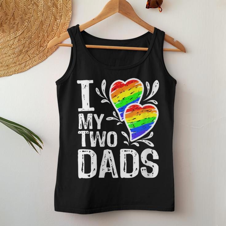 I Love My Two Dads Lgbt Pride Month And Father's Day Costume Women Tank Top Unique Gifts