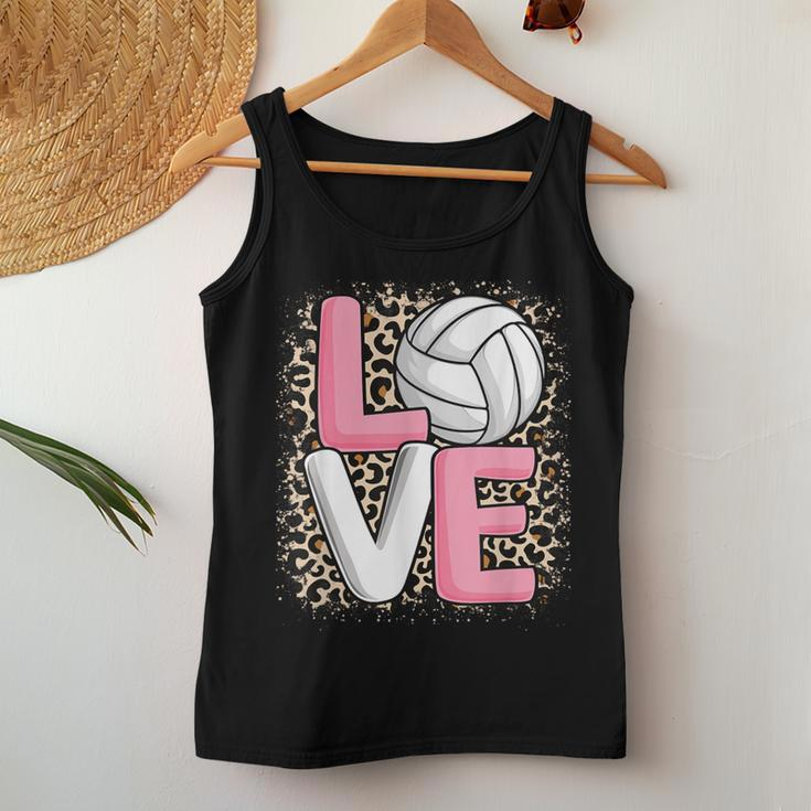 Love Volleyball Leopard Print Girls Volleyball Lover Women Tank Top Funny Gifts