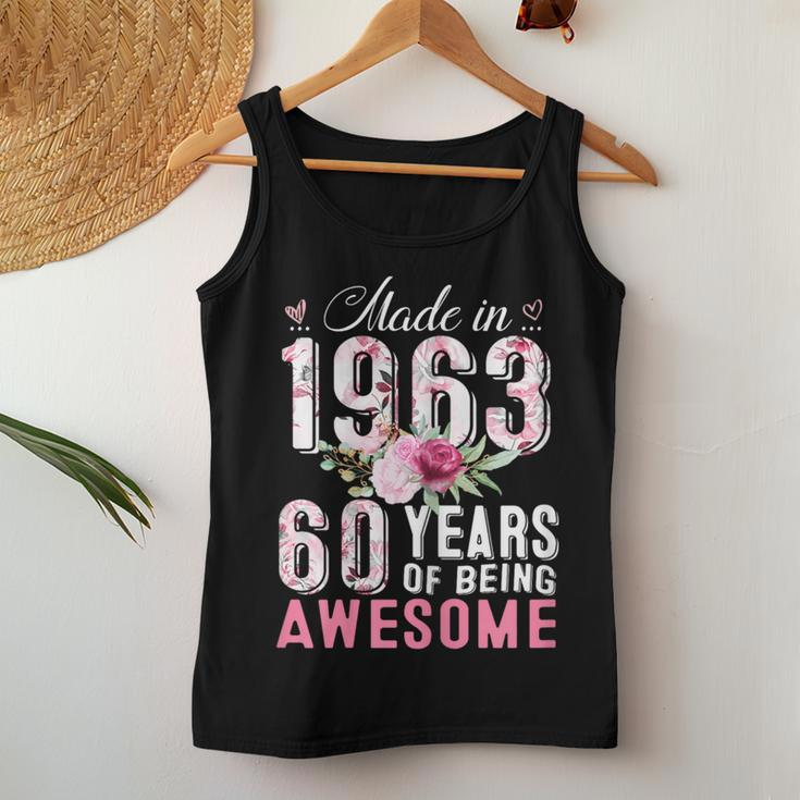 Made In 1963 Floral 60 Year Old Vintage 60Th Birthday Party Women Tank Top Unique Gifts