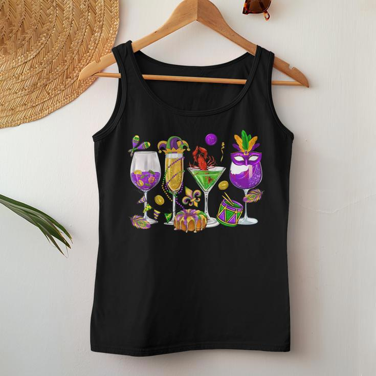Mardi Gras Glass Of Wine Drinking Team Wine Festival Parade Women Tank Top Funny Gifts
