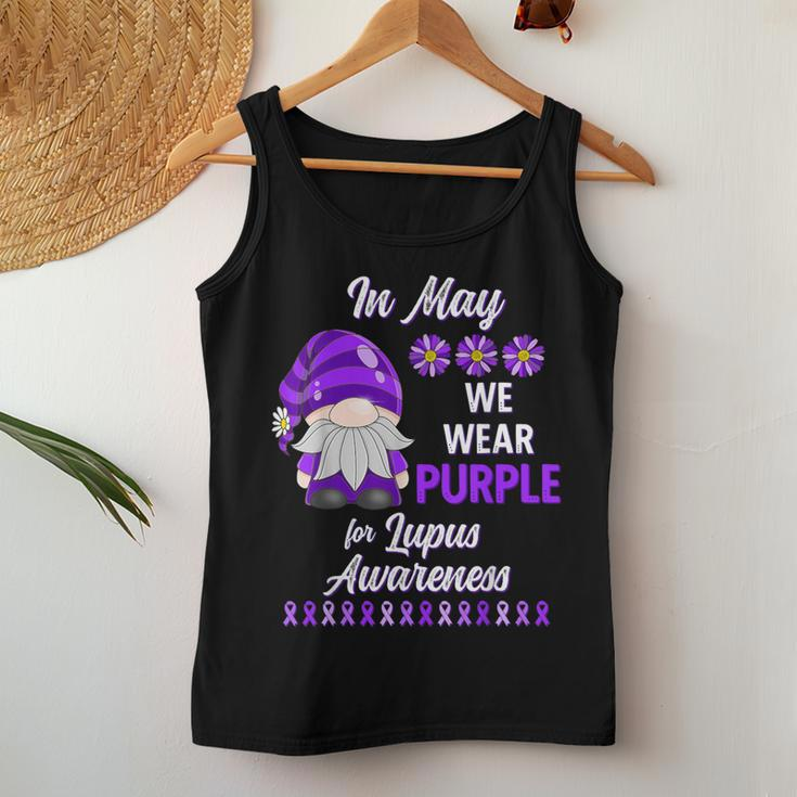 In May We Wear Purple Lupus Awareness Month Gnome Daisy Women Tank Top Funny Gifts