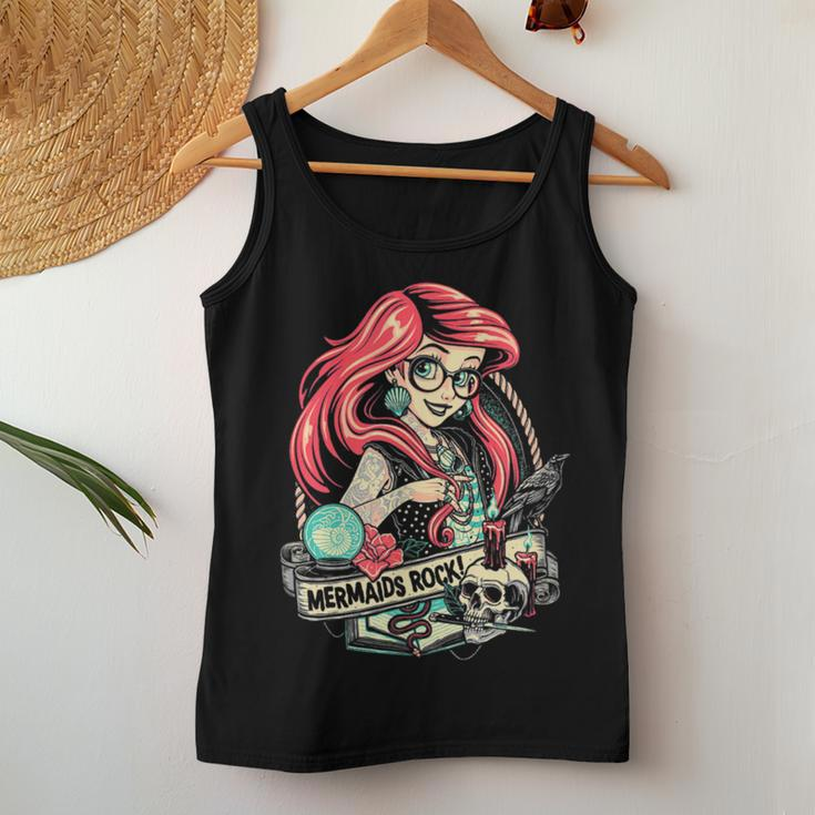 Mermaids Rock Gothic Dark Metal Goth Tattoos Girl Women Tank Top Funny Gifts
