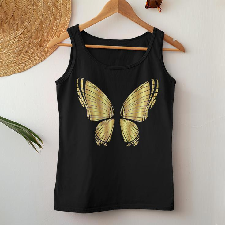Metallic Gold Butterfly Garden Flying Women Tank Top Unique Gifts