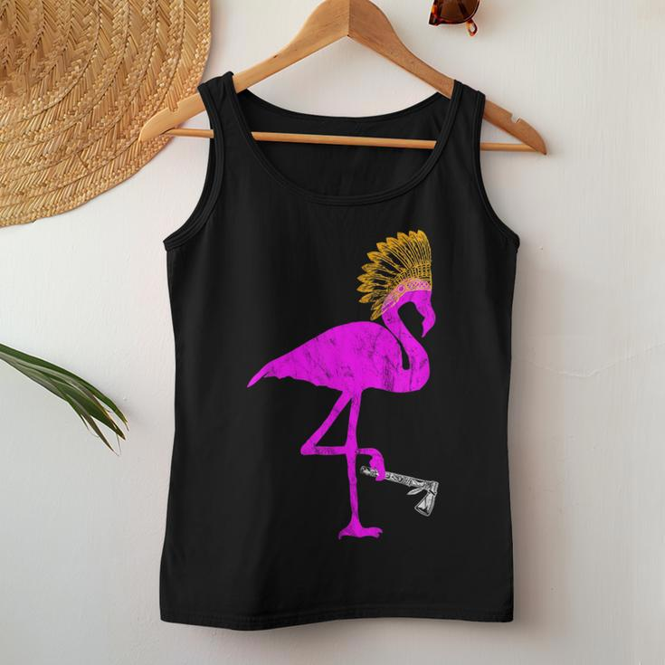 Native American Flamingo Indian Chief Feather Headdress Women Tank Top Unique Gifts