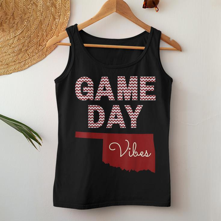 Oklahoma Football Game Day Vibes Fall Tailgate Women Tank Top Unique Gifts