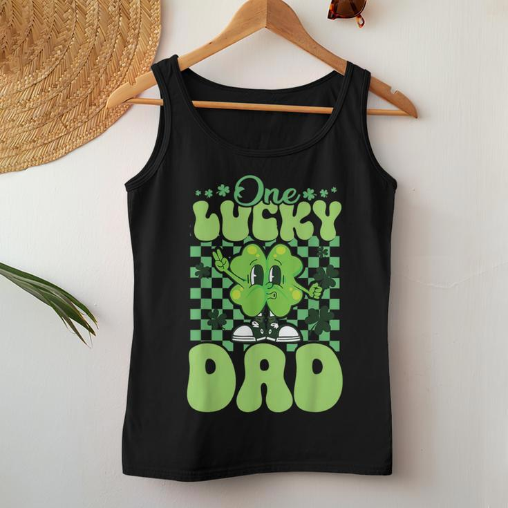 One Lucky Dad Groovy Retro Dad St Patrick's Day Women Tank Top Unique Gifts