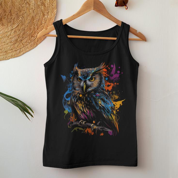 Owl Bird Colourful Colour Bird Favourite Bird Owl Fan Tank Top Frauen Lustige Geschenke