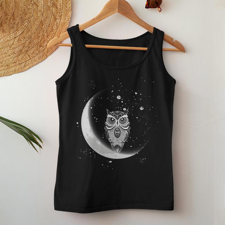 Owls Night Owls Owl At Night On Moon At Night Sky Women Tank Top Unique Gifts