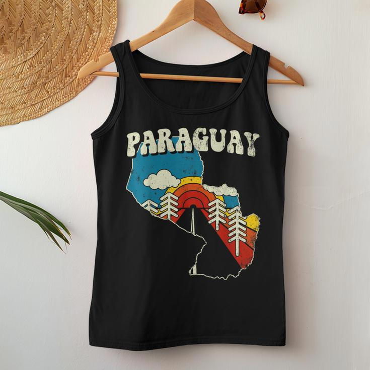 Paraguay Vintage Paraguayan Country Rainbow Retro 70S Map Women Tank Top Personalized Gifts