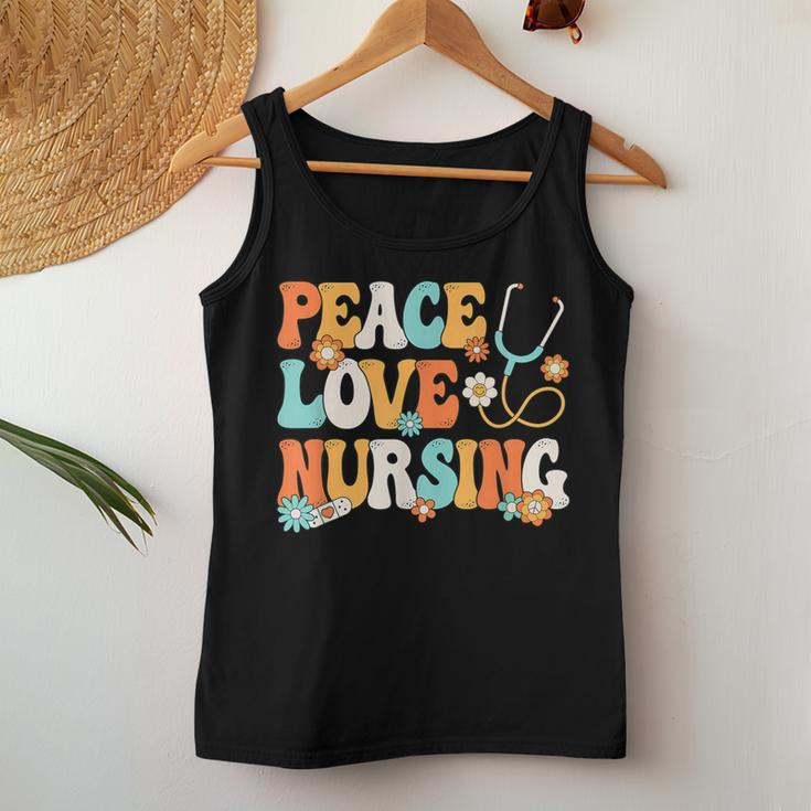 Peace Love Nursing Groovy Nurse Women Tank Top Unique Gifts