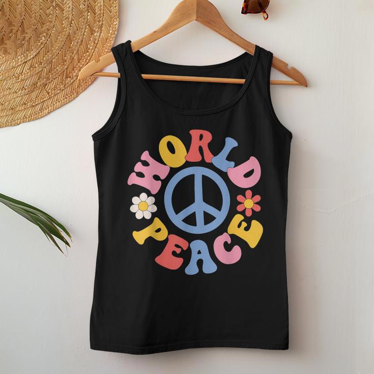 Peace Sign World 60'S Retro Groovy 70S Hippie Womens Women Tank Top Unique Gifts