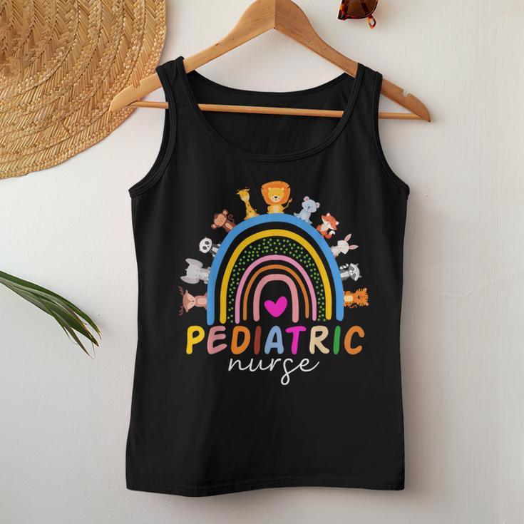 Pediatric Nurse Peds Rn Pediatrician Animals Rainbow Nursing Women Tank Top Unique Gifts