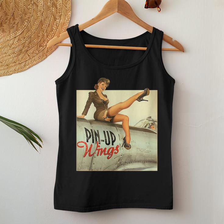 Pin Up Girl Wings Vintage Poster Ww2 Women Tank Top Unique Gifts
