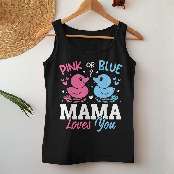 Pink Or Blue Gender Reveal Party Announcement Mama Duck Women Tank Top Unique Gifts