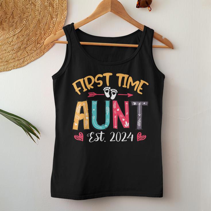 Promoted To Auntie Est 2024 Cute First Time Aunt Women Tank Top Unique Gifts