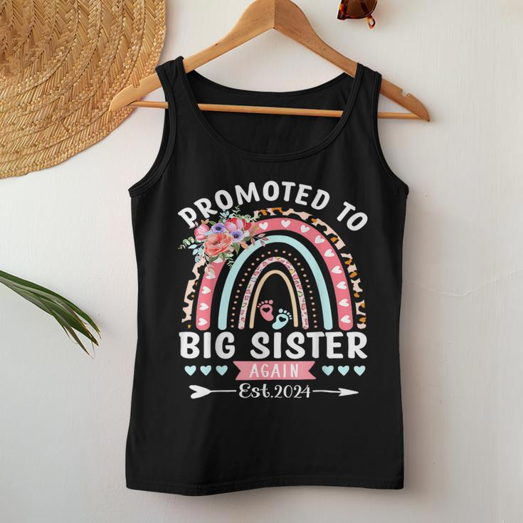 Promoted To Big Sister Again 2024 Soon To Be Big Sister Fun Women Tank Top Funny Gifts