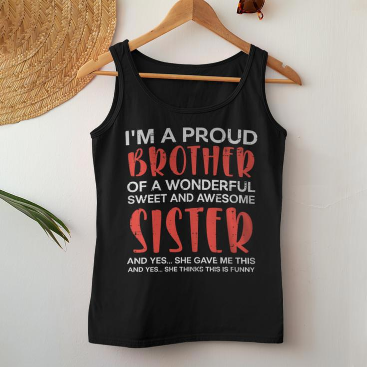 Proud Brother Of Wonderful Awesome Sister Bro Family Boy Women Tank Top Unique Gifts