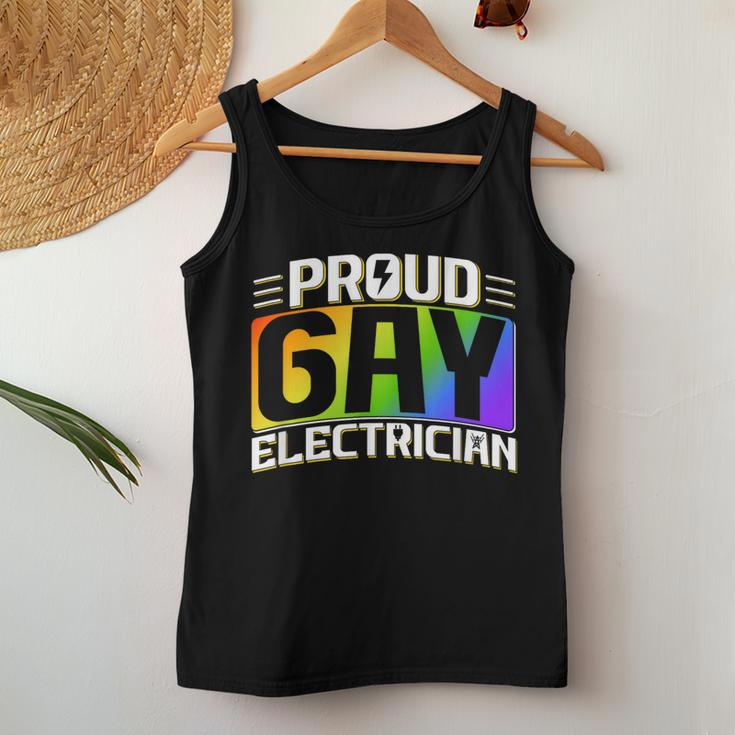 Proud Gay Electrician Lgbt Electrical Lineman Rainbow Pride Women Tank Top Unique Gifts