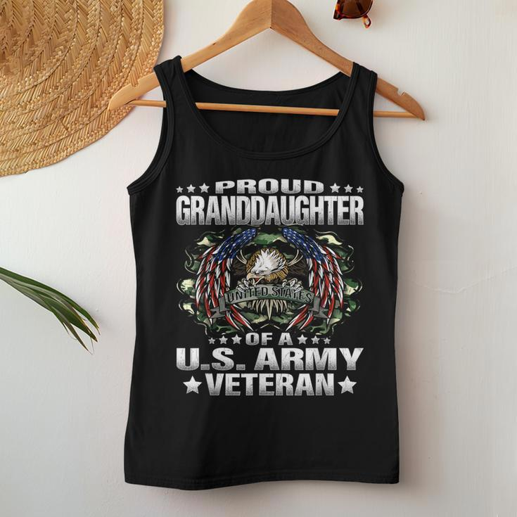 Proud Granddaughter Of A Us Army Veteran Vet's Family Women Tank Top Unique Gifts