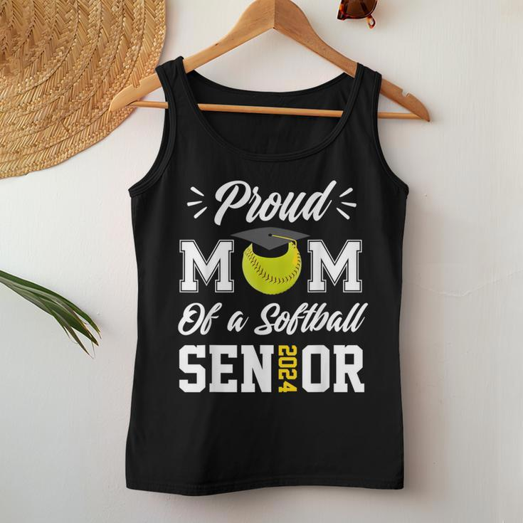 Proud Mom Of A Softball Senior 2024 Class Of 24 Graduation Women Tank Top Funny Gifts