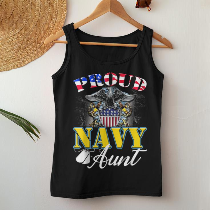 Proud Navy Aunt With American Flag Veteran Women Tank Top Unique Gifts