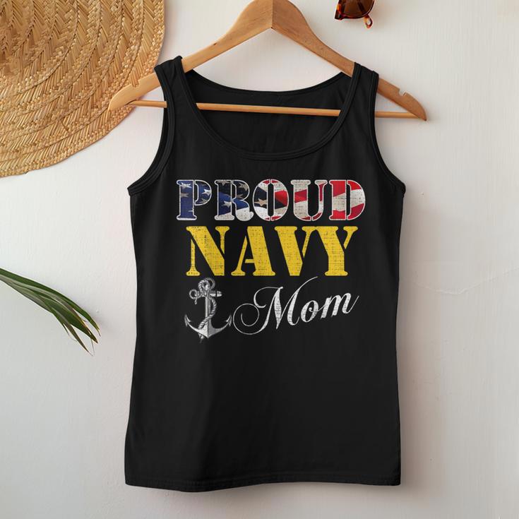 Proud Navy Mom With American Flag For Veteran Day Women Tank Top Unique Gifts