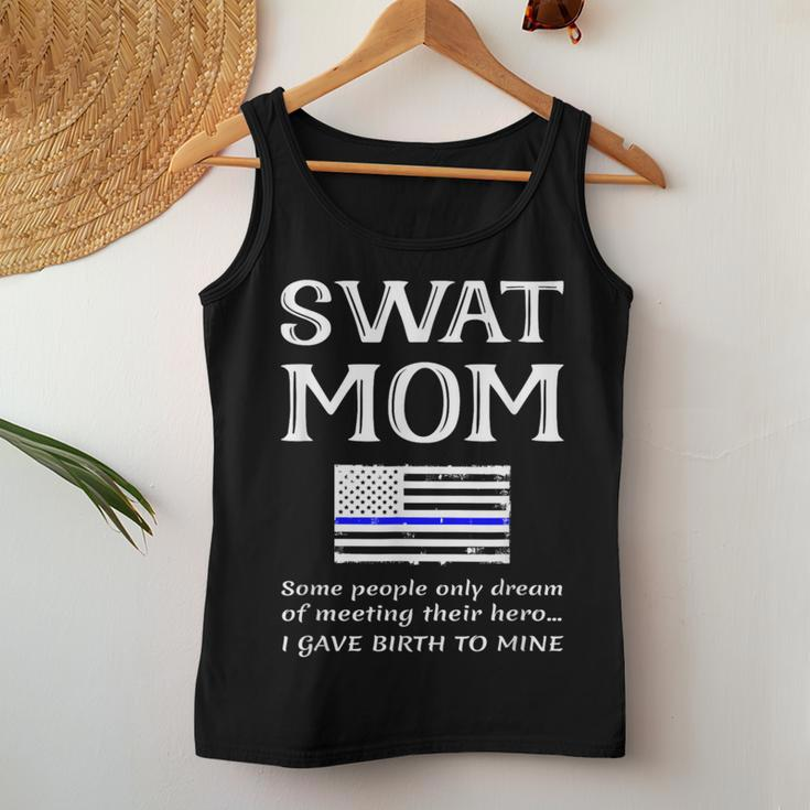 Proud Swat Mom Special Forces Mother Us Flag Thin Blue Line Women Tank Top Unique Gifts