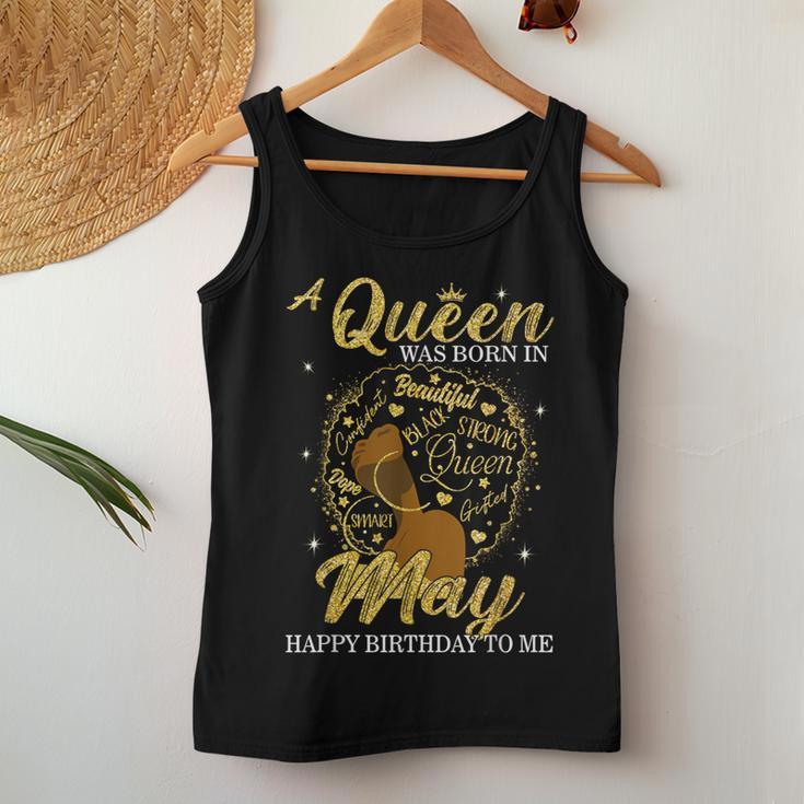 A Queen Was Born In May Birthday Afro Girl Black Women Women Tank Top Unique Gifts