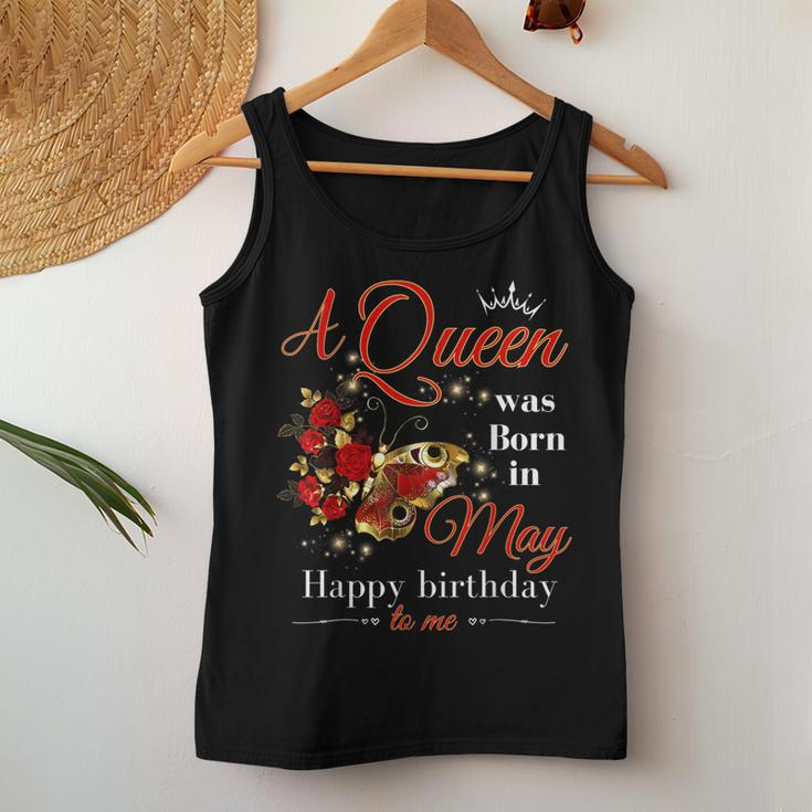 A Queen Was Born In May Girls Batterfly May Birthday Women Tank Top Unique Gifts