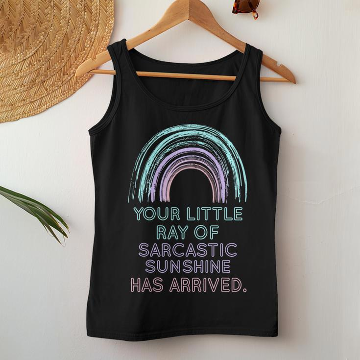 Rainbow Your Little Ray Of Sarcastic Sunshine Has Arrived Women Tank Top Personalized Gifts