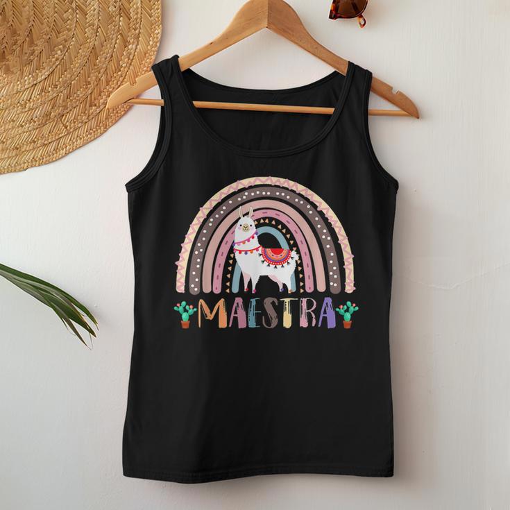 Rainbow Llama Maestra Teacher Spanish Teacher Life Women Tank Top Unique Gifts