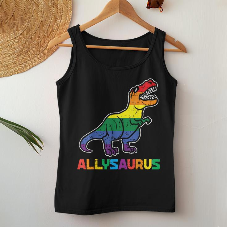 Rainbow Trex Allysaurus Gay Pride Flag Lgbtq Dino Ally Boys Women Tank Top Unique Gifts