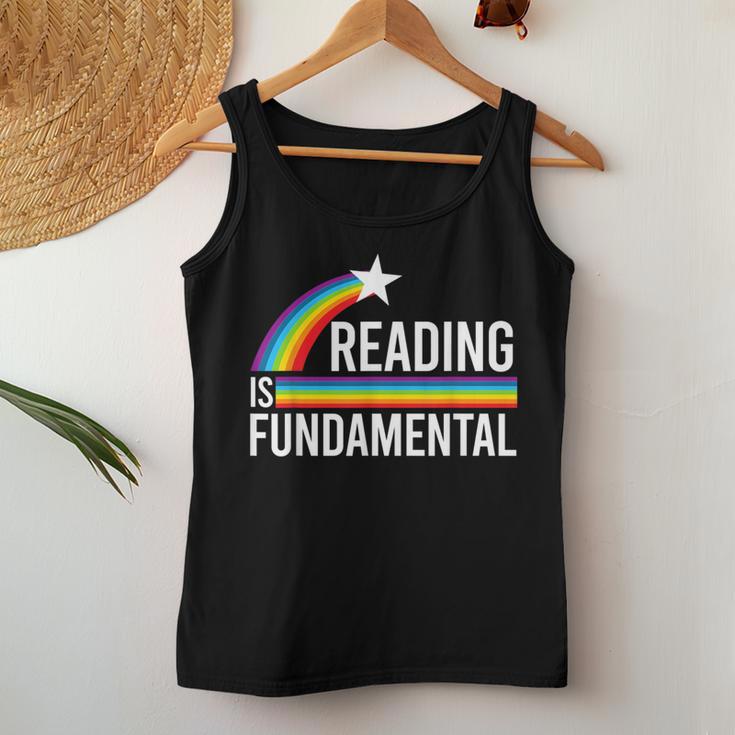 Reading Is Fundamental Rainbow Lgbtq Teacher Gay Flag Pride Women Tank Top Unique Gifts