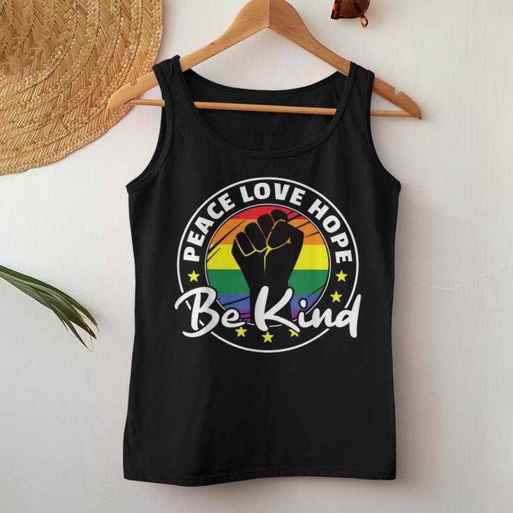 Regenbogen Flag Pride Lgbtq Peace Love Hope Be Kind Pride Tank Top Frauen Lustige Geschenke