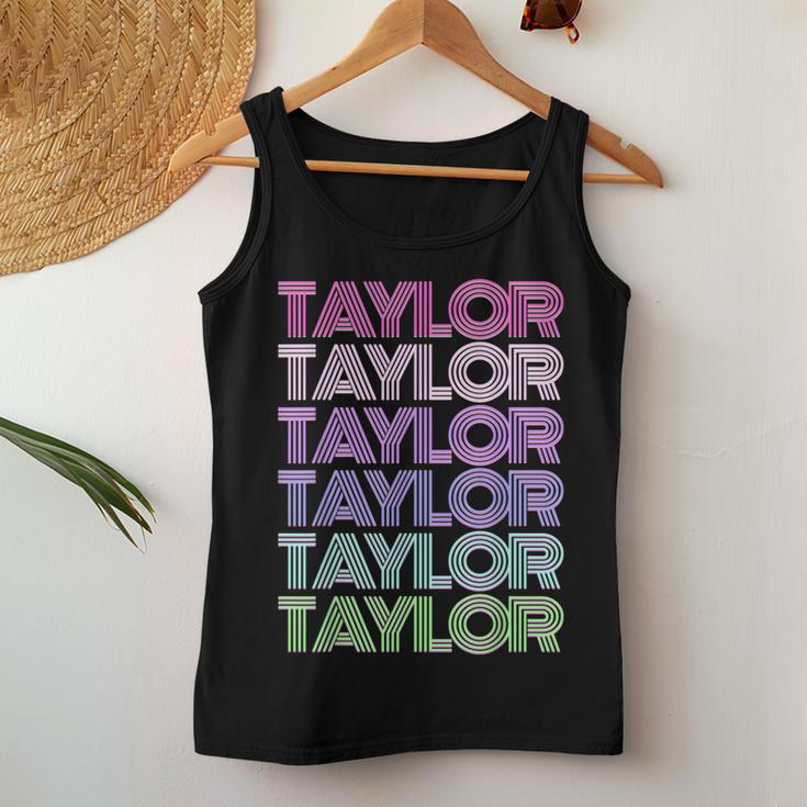 Retro First Name Taylor Girl Boy Surname Repeated Pattern Women Tank Top Funny Gifts
