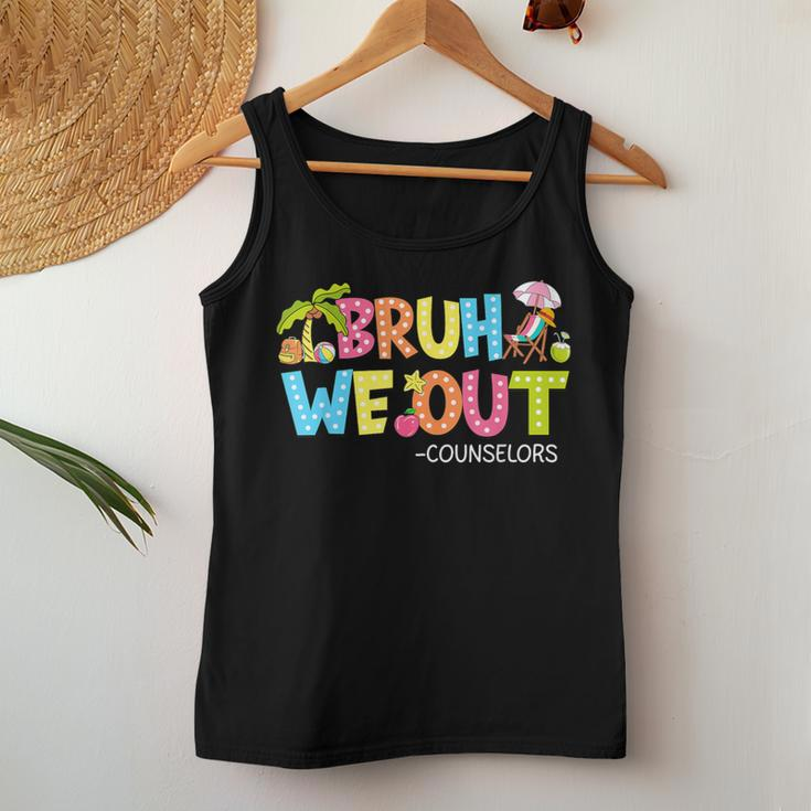 Retro Groovy Bruh We Out Counselors Last Day Of School Women Tank Top Funny Gifts