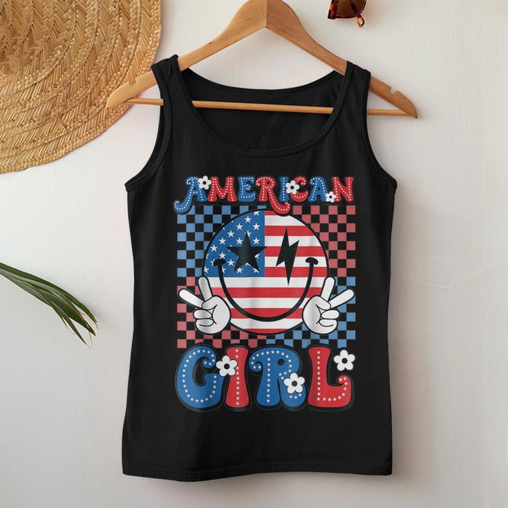 Retro Groovy Fourth 4Th Of July Smile American Girl Women Tank Top Unique Gifts