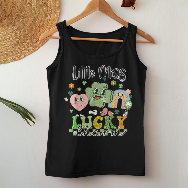 Retro Groovy Little Miss Lucky Charm St Patrick's Day Women Tank Top Personalized Gifts