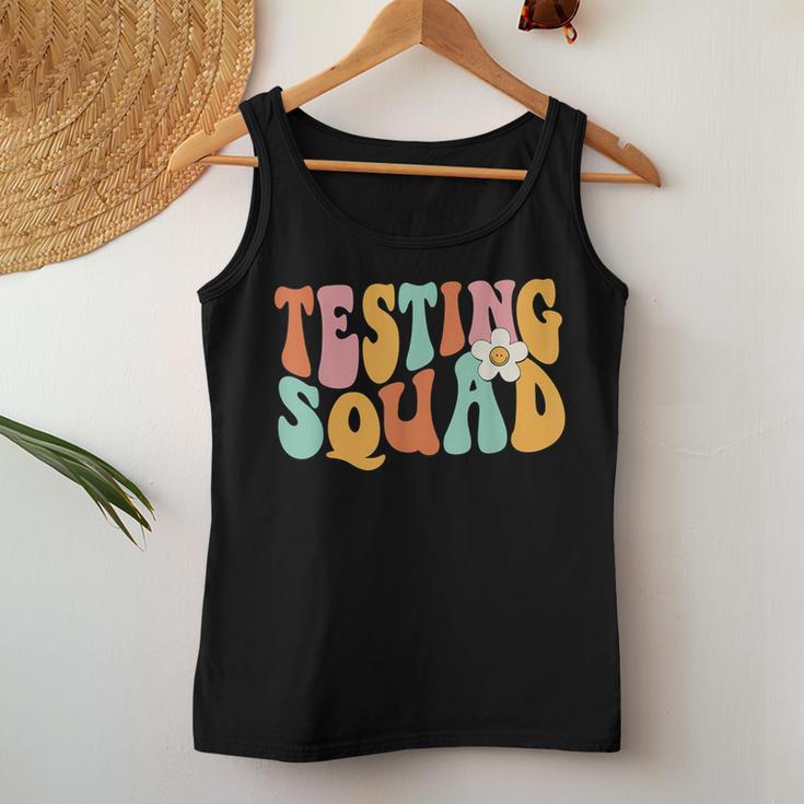 Retro Groovy Testing Squad Test Day Motivational Teacher Kid Women Tank Top Unique Gifts