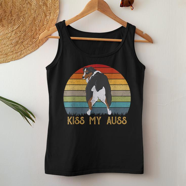 Retro Kiss My Auss Aussie Mom Australian Shepherd Women Tank Top Unique Gifts